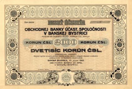 Obchodná banka, Banská Bystrica - účastina,1922